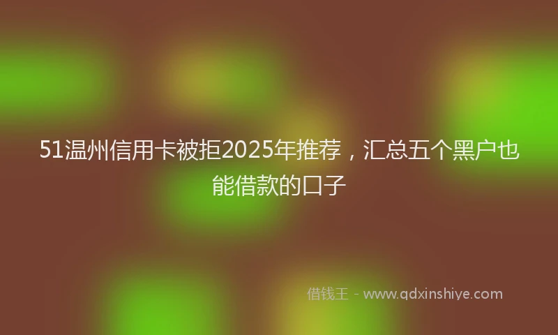 51温州信用卡被拒2025年推荐，汇总五个黑户也能借款的口子