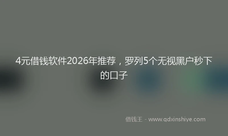 4元借钱软件2026年推荐，罗列5个无视黑户秒下的口子