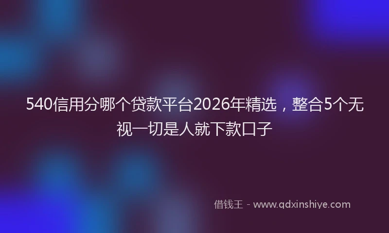 540信用分哪个贷款平台2026年精选，整合5个无视一切是人就下款口子