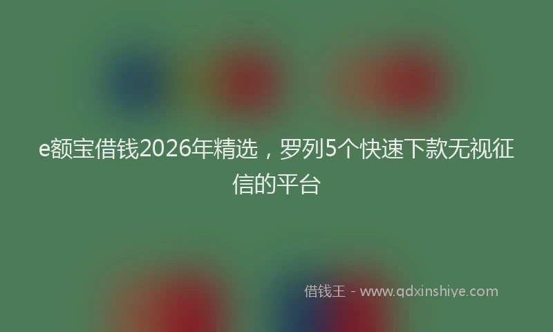 e额宝借钱2026年精选，罗列5个快速下款无视征信的平台