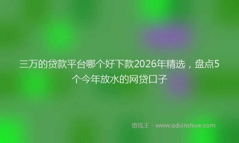 三万的贷款平台哪个好下款2026年精选，盘点5个今年放水的网贷口子