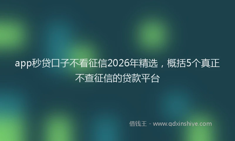 app秒贷口子不看征信2026年精选，概括5个真正不查征信的贷款平台