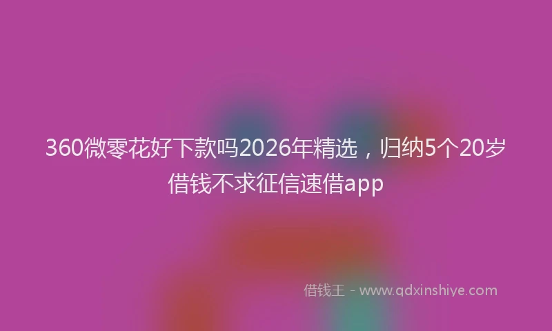 360微零花好下款吗2026年精选,归纳5个20岁借钱不求征信速借app