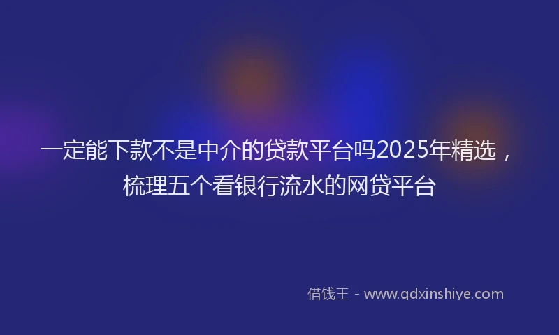 一定能下款不是中介的贷款平台吗2025年精选，梳理五个看银行流水的网贷平台