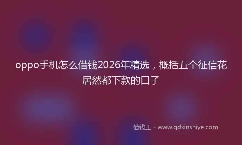 oppo手机怎么借钱2026年精选，概括五个征信花居然都下款的口子