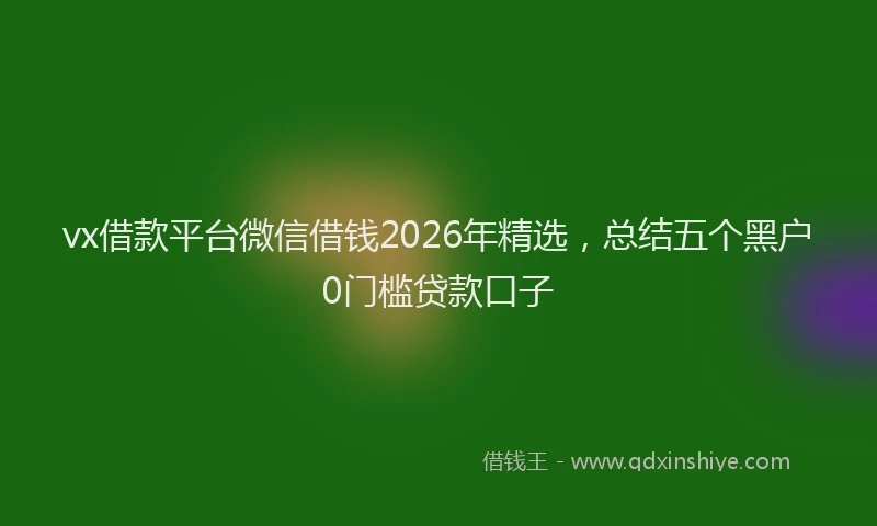 vx借款平台微信借钱2026年精选,总结五个黑户0门槛贷款口子