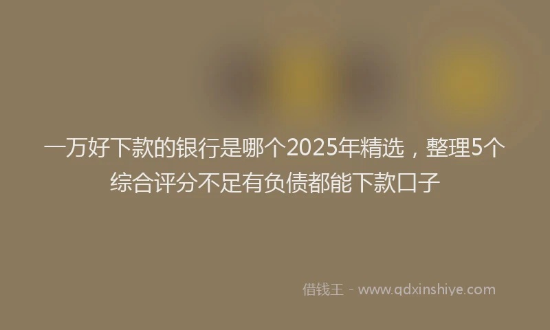 一万好下款的银行是哪个2025年精选，整理5个综合评分不足有负债都能下款口子