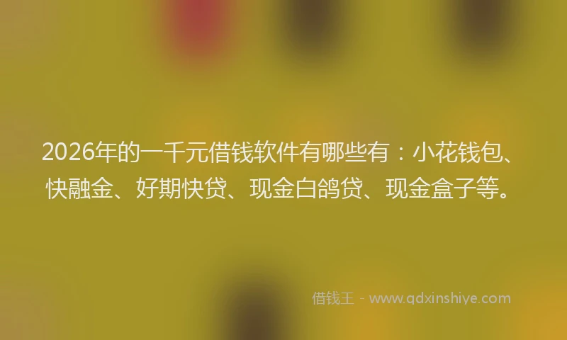 2026年的一千元借钱软件有哪些有：小花钱包、快融金、好期快贷、现金白鸽贷、现金盒子等。