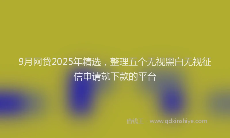 9月网贷2025年精选，整理五个无视黑白无视征信申请就下款的平台