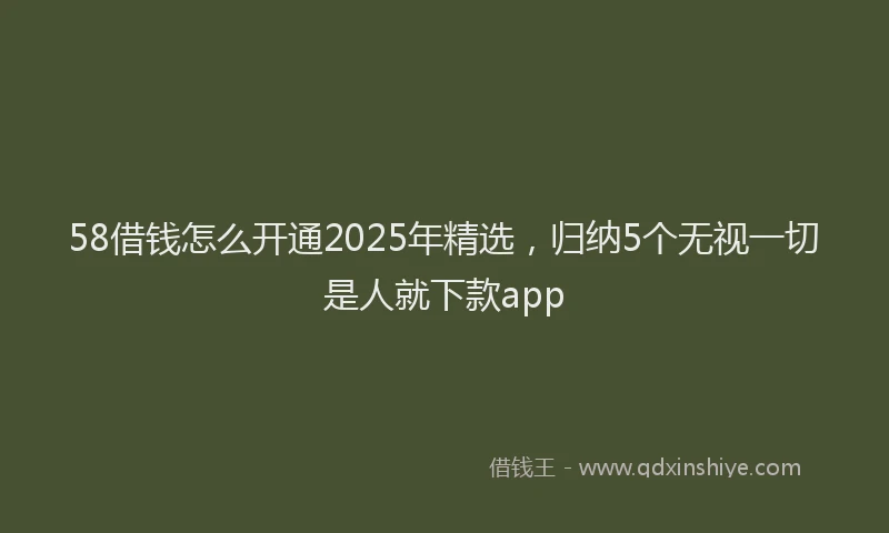 58借钱怎么开通2025年精选，归纳5个无视一切是人就下款app