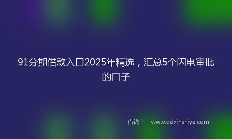91分期借款入口2025年精选，汇总5个闪电审批的口子