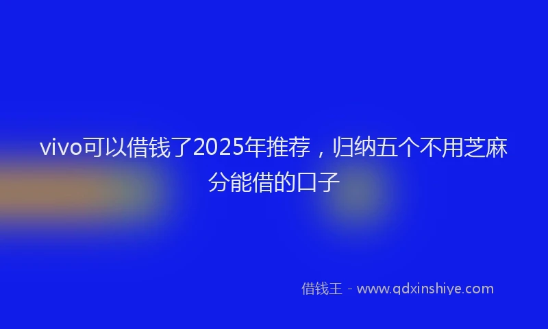 vivo可以借钱了2025年推荐，归纳五个不用芝麻分能借的口子
