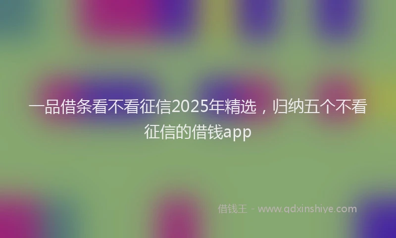 一品借条看不看征信2025年精选，归纳五个不看征信的借钱app