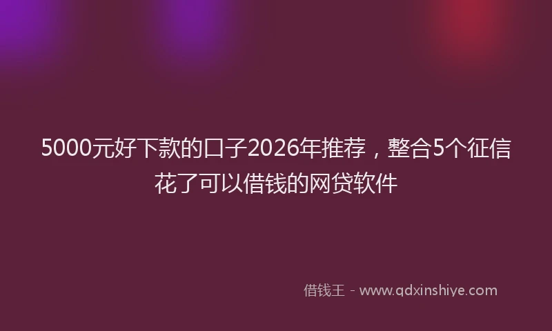 5000元好下款的口子2026年推荐，整合5个征信花了可以借钱的网贷软件