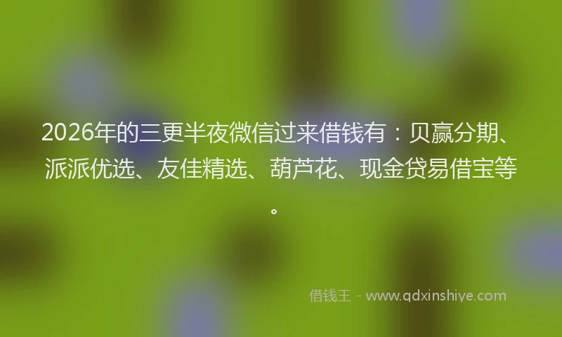 2026年的三更半夜微信过来借钱有：贝赢分期、派派优选、友佳精选、葫芦花、现金贷易借宝等。