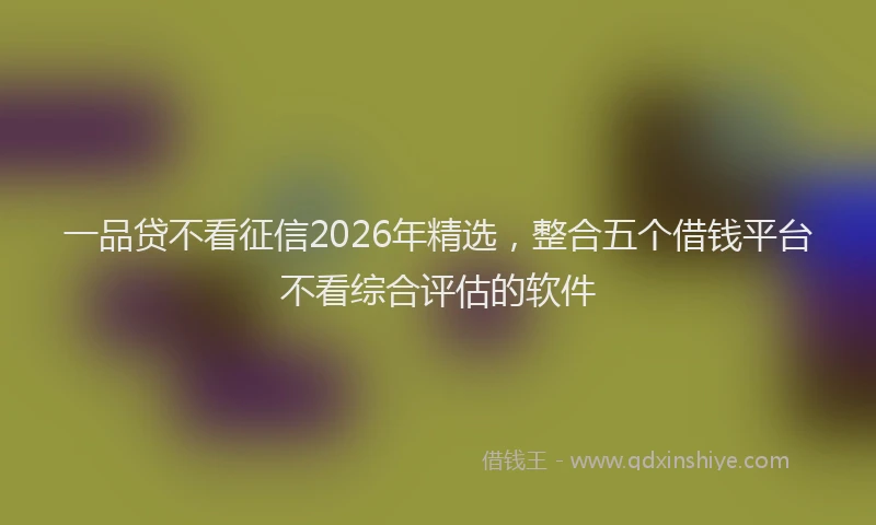 一品贷不看征信2026年精选，整合五个借钱平台不看综合评估的软件