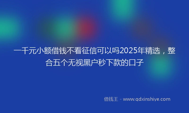 一千元小额借钱不看征信可以吗2025年精选，整合五个无视黑户秒下款的口子