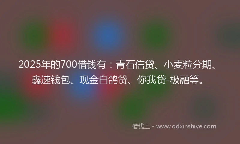 2025年的700借钱有：青石信贷、小麦粒分期、鑫速钱包、现金白鸽贷、你我贷-极融等。