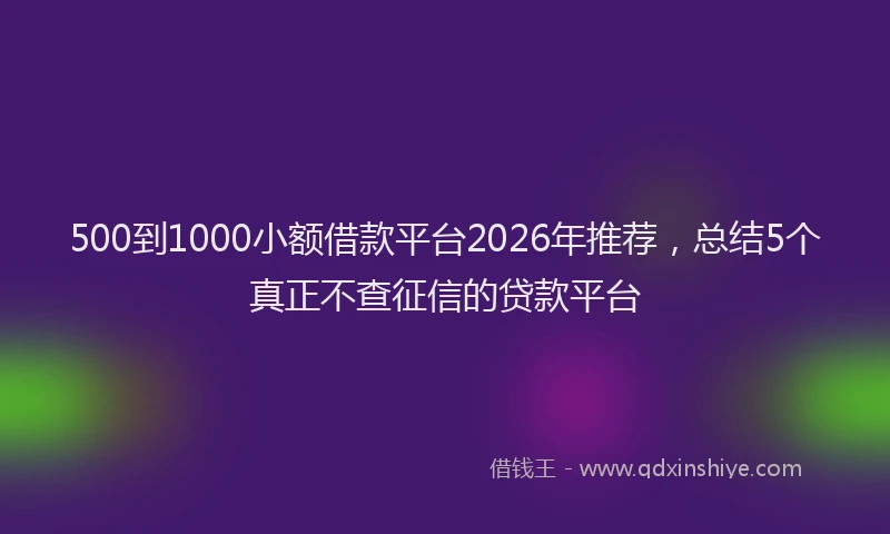 500到1000小额借款平台2026年推荐,总结5个真正不查征信的贷款平台