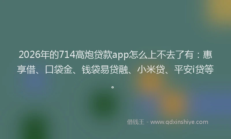 2026年的714高炮贷款app怎么上不去了有:惠享借、口袋金、钱袋易贷融、小米贷、平安i贷等。