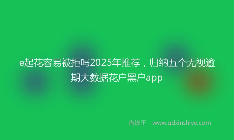 e起花容易被拒吗2025年推荐，归纳五个无视逾期大数据花户黑户app