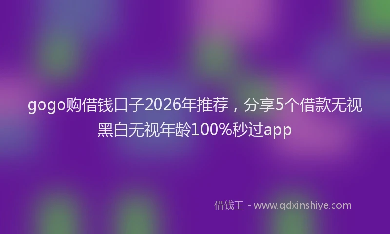 gogo购借钱口子2026年推荐,分享5个借款无视黑白无视年龄100%秒过app