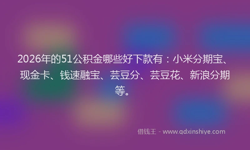 2026年的51公积金哪些好下款有：小米分期宝、现金卡、钱速融宝、芸豆分、芸豆花、新浪分期等。