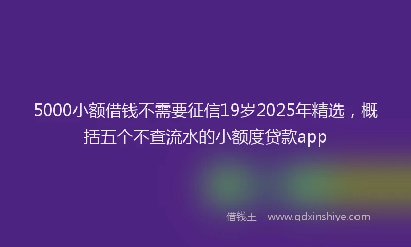 5000小额借钱不需要征信19岁2025年精选，概括五个不查流水的小额度贷款app