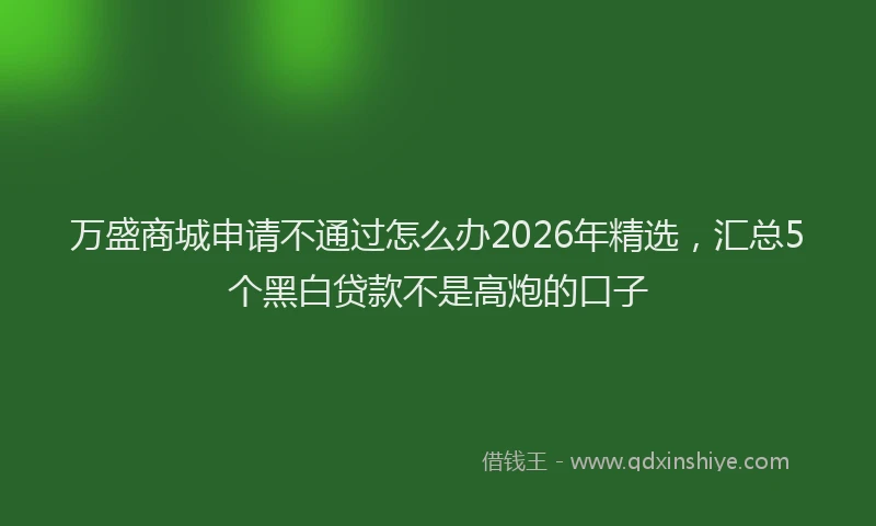 万盛商城申请不通过怎么办2026年精选，汇总5个黑白贷款不是高炮的口子