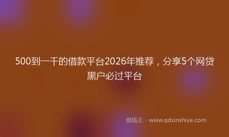 500到一千的借款平台2026年推荐，分享5个网贷黑户必过平台