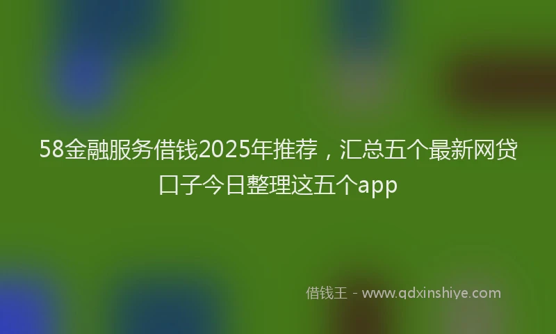 58金融服务借钱2025年推荐，汇总五个最新网贷口子今日整理这五个app