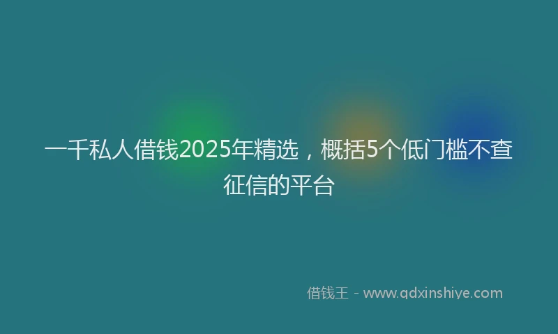 一千私人借钱2025年精选，概括5个低门槛不查征信的平台
