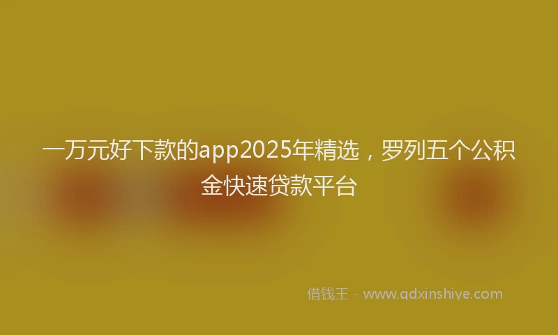 一万元好下款的app2025年精选，罗列五个公积金快速贷款平台