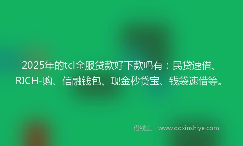 2025年的tcl金服贷款好下款吗有：民贷速借、RICH-购、信融钱包、现金秒贷宝、钱袋速借等。