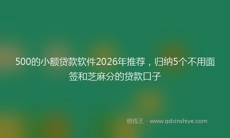 500的小额贷款软件2026年推荐，归纳5个不用面签和芝麻分的贷款口子