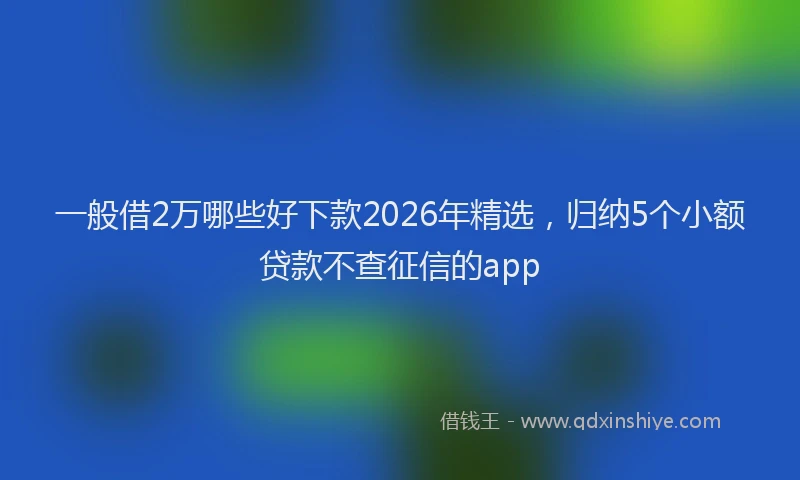 一般借2万哪些好下款2026年精选，归纳5个小额贷款不查征信的app