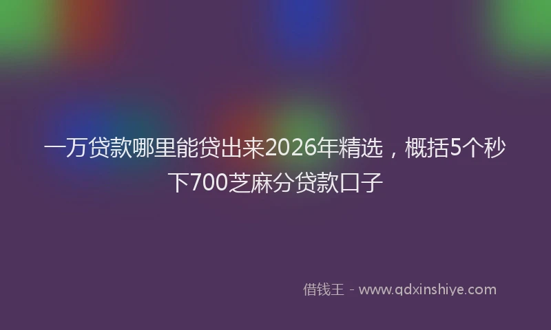 一万贷款哪里能贷出来2026年精选，概括5个秒下700芝麻分贷款口子