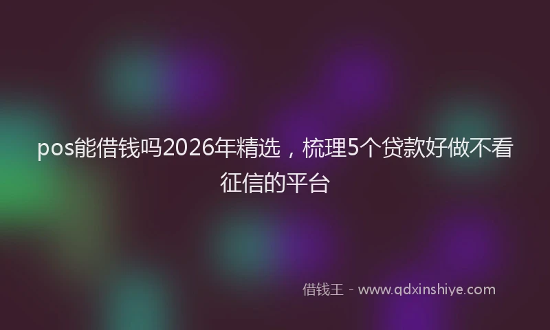 pos能借钱吗2026年精选，梳理5个贷款好做不看征信的平台