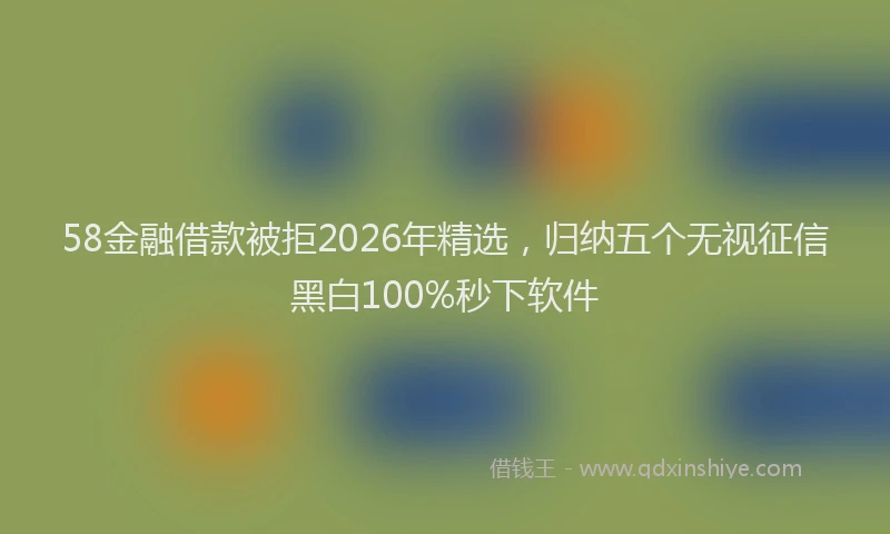 58金融借款被拒2026年精选,归纳五个无视征信黑白100%秒下软件