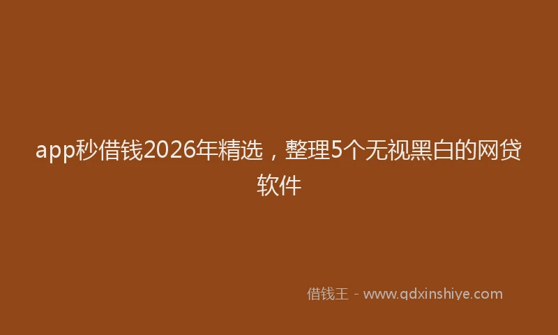 app秒借钱2026年精选，整理5个无视黑白的网贷软件