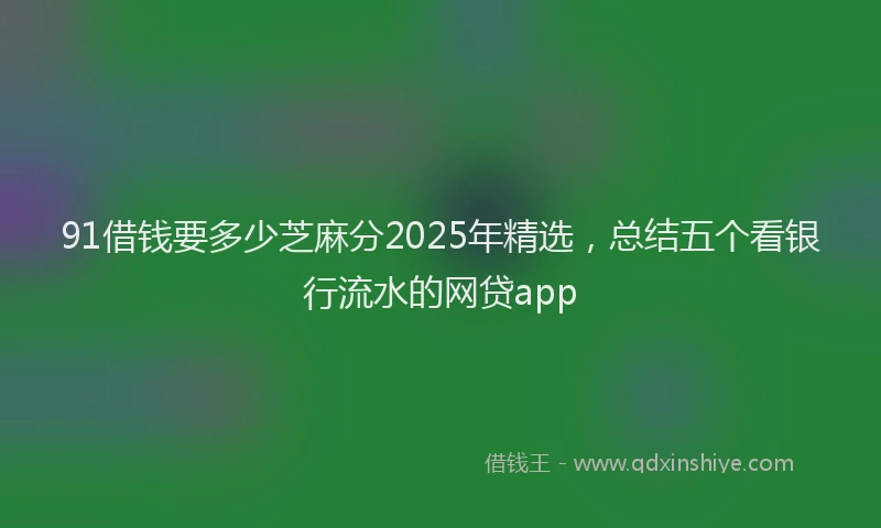 91借钱要多少芝麻分2025年精选，总结五个看银行流水的网贷app