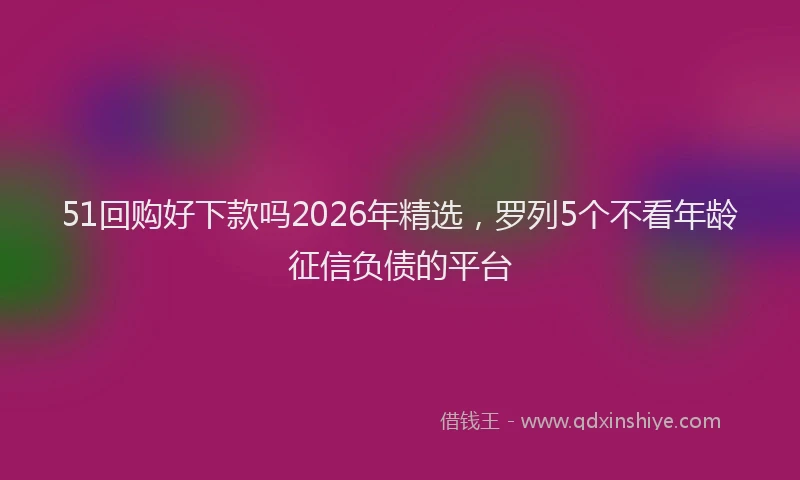 51回购好下款吗2026年精选，罗列5个不看年龄征信负债的平台