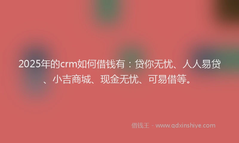 2025年的crm如何借钱有：贷你无忧、人人易贷、小吉商城、现金无忧、可易借等。