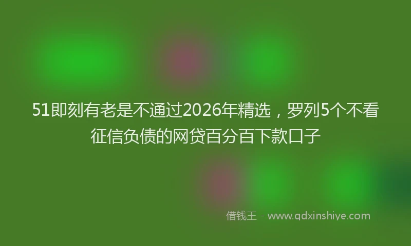 51即刻有老是不通过2026年精选,罗列5个不看征信负债的网贷百分百下款口子