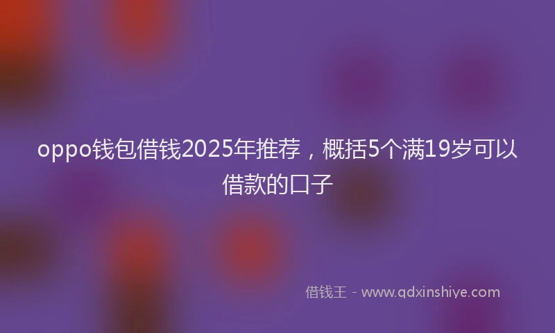 oppo钱包借钱2025年推荐,概括5个满19岁可以借款的口子