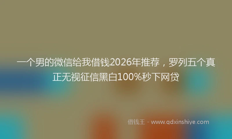 一个男的微信给我借钱2026年推荐，罗列五个真正无视征信黑白100%秒下网贷