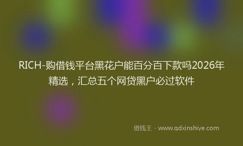 RICH-购借钱平台黑花户能百分百下款吗2026年精选，汇总五个网贷黑户必过软件