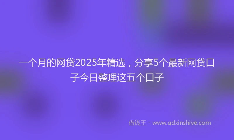 一个月的网贷2025年精选，分享5个最新网贷口子今日整理这五个口子