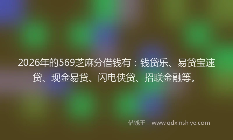 2026年的569芝麻分借钱有:钱贷乐、易贷宝速贷、现金易贷、闪电侠贷、招联金融等。