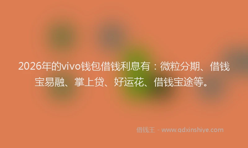 2026年的vivo钱包借钱利息有：微粒分期、借钱宝易融、掌上贷、好运花、借钱宝途等。